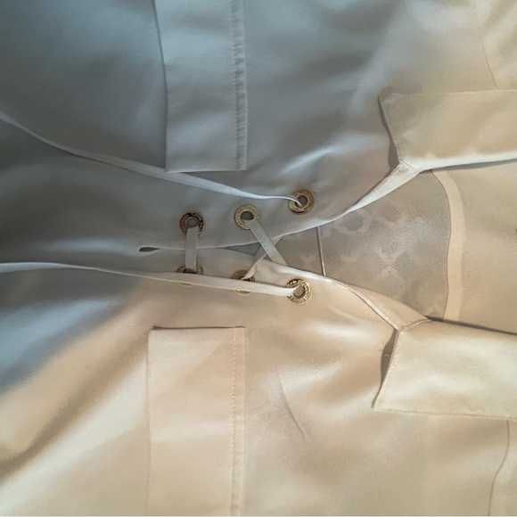 Calvin Klein White Dress Top with gold accent loops that ties at the neckline - Picture 10 of 14
